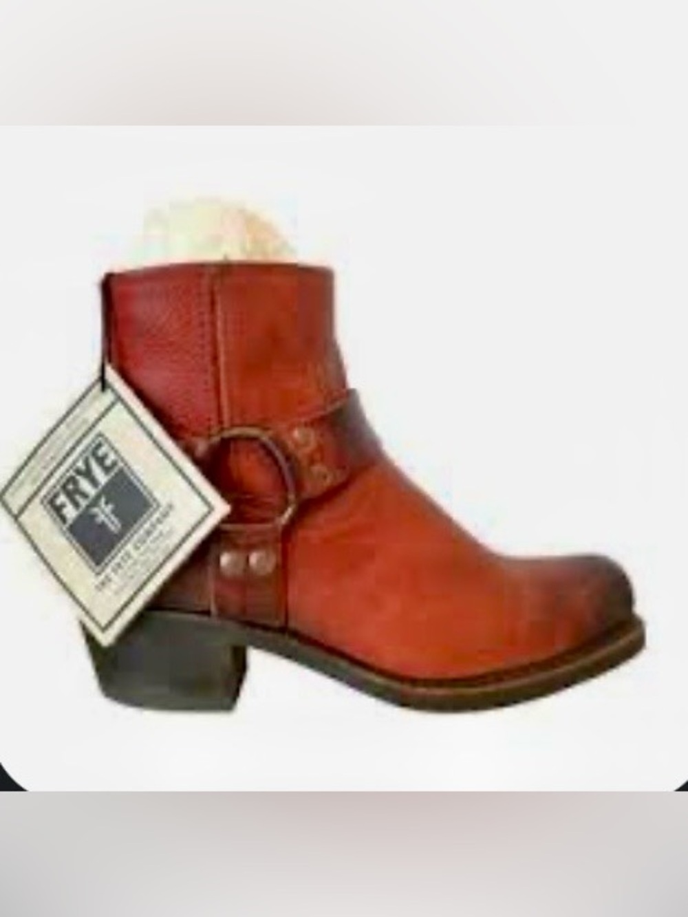Frye Red Leather Harness Ankle Bootie